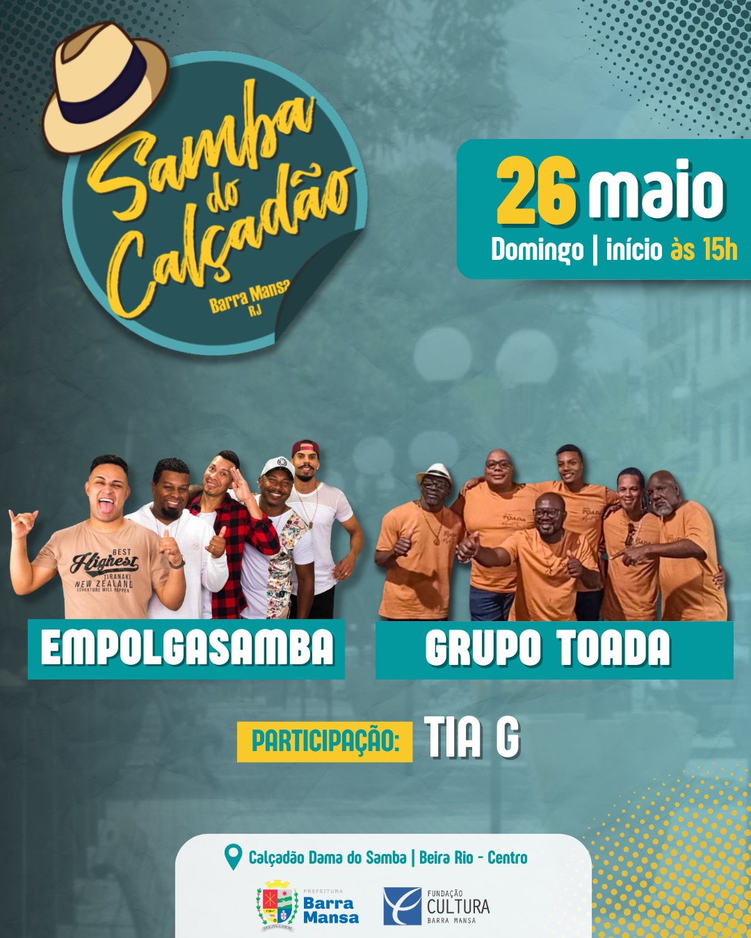 Samba do Calçadão Agita Barra Mansa no Próximo Domingo dia 26