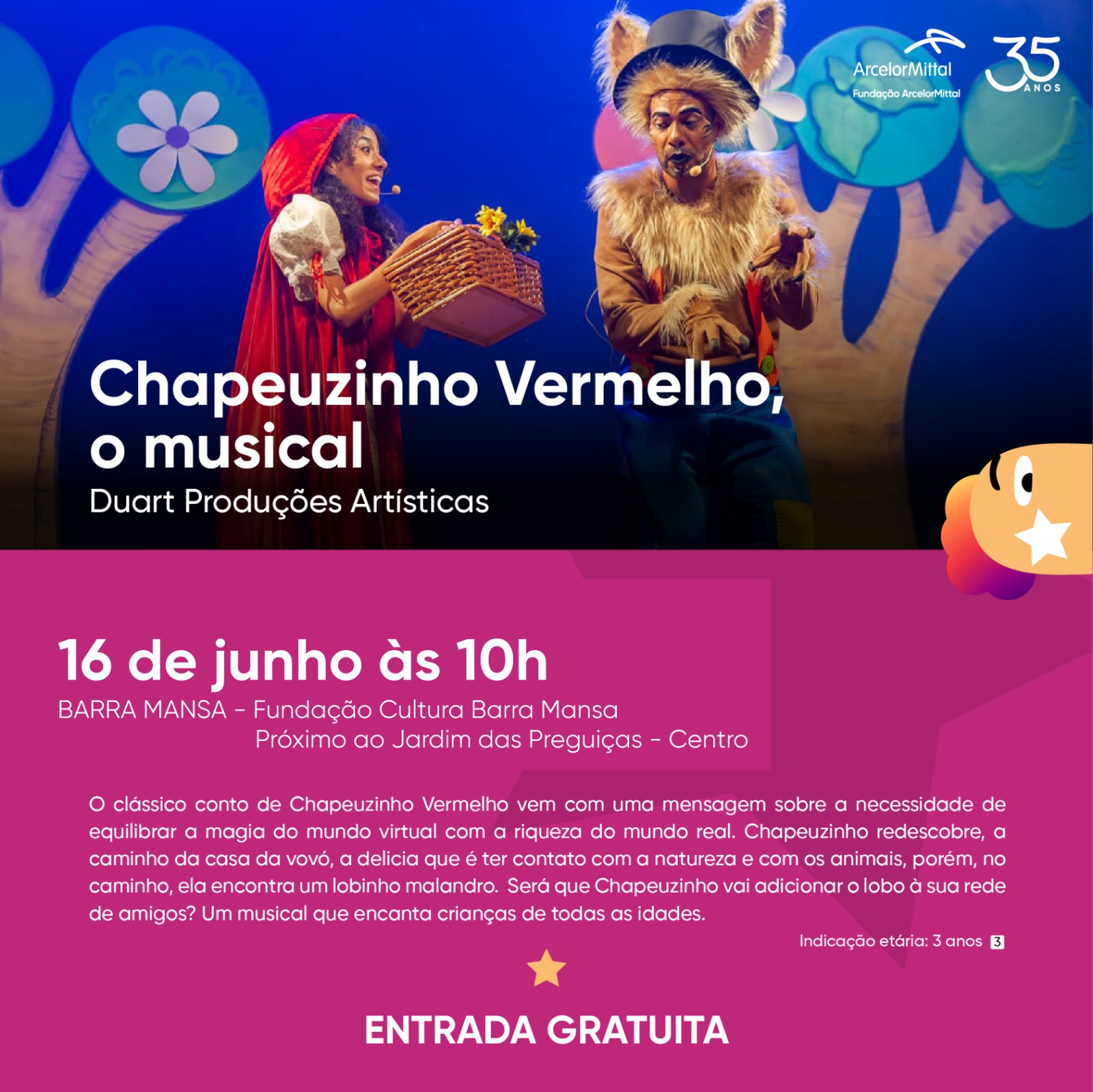 ​Diversão em Cena - Chapeuzinho Vermelho – SulFluminense – 15 e 16 de junho